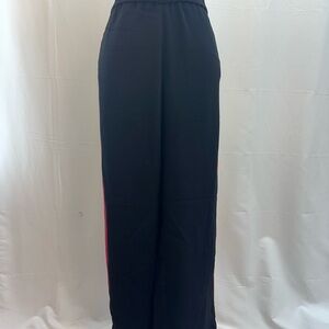 Zara Black Wide-Leg Pants with pink/Red Side Stripe M NWTS